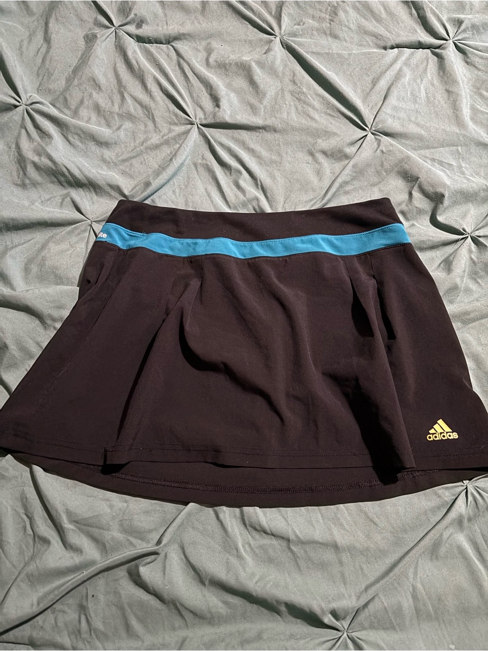 adidas Black Skort with Blue Waistband and Yellow Logo